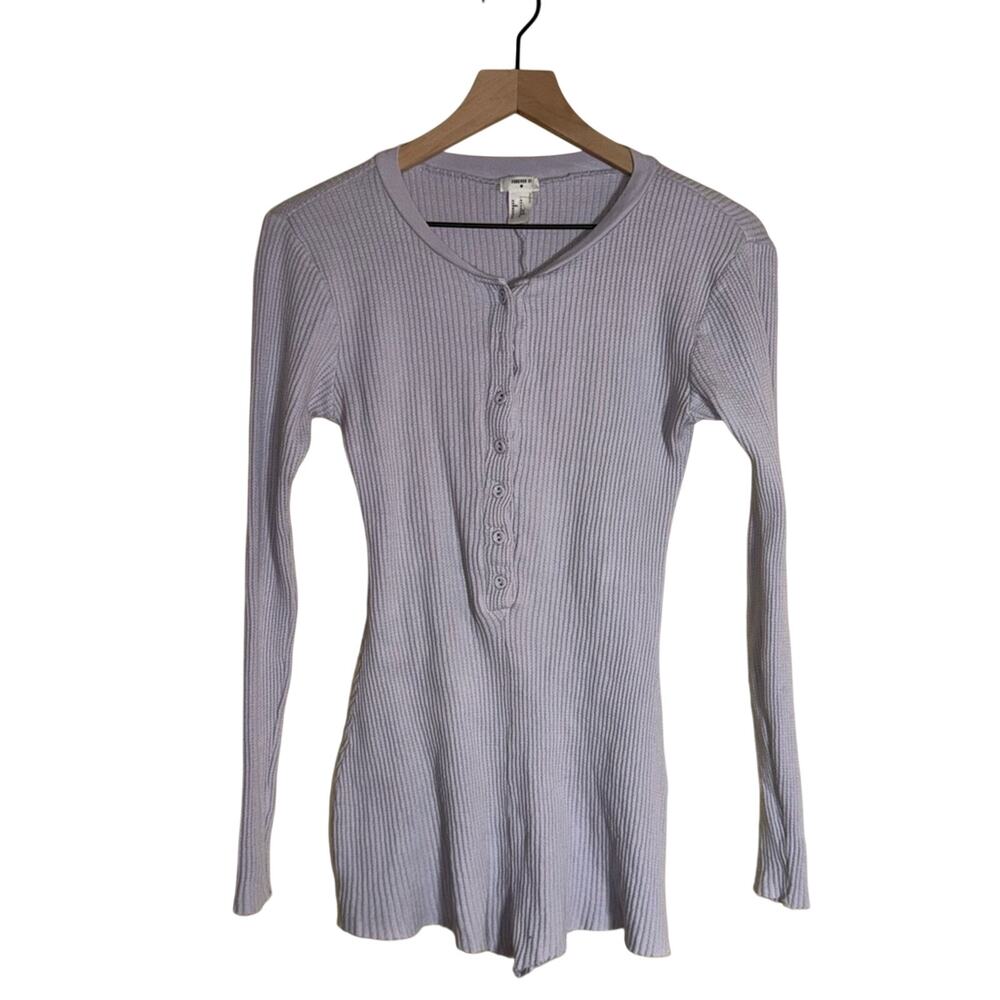 VINTAGE FOREVER 21 y2k grunge waffle knit tunic length Henley long sleeve M